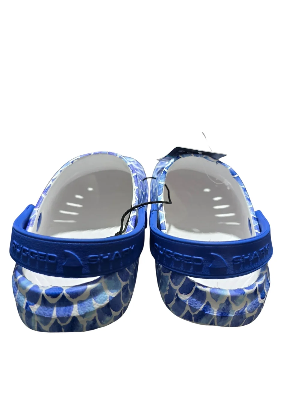 Rugged Shark Toddler And Girls' Swivel-Strap EVA Blue Patterned Water Shoes Sz 1